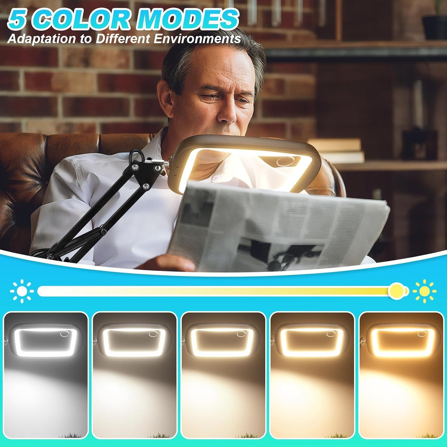 10X 30X Extra Large Magnifying Glass with Light and Clamp, Rectangle Hands Free