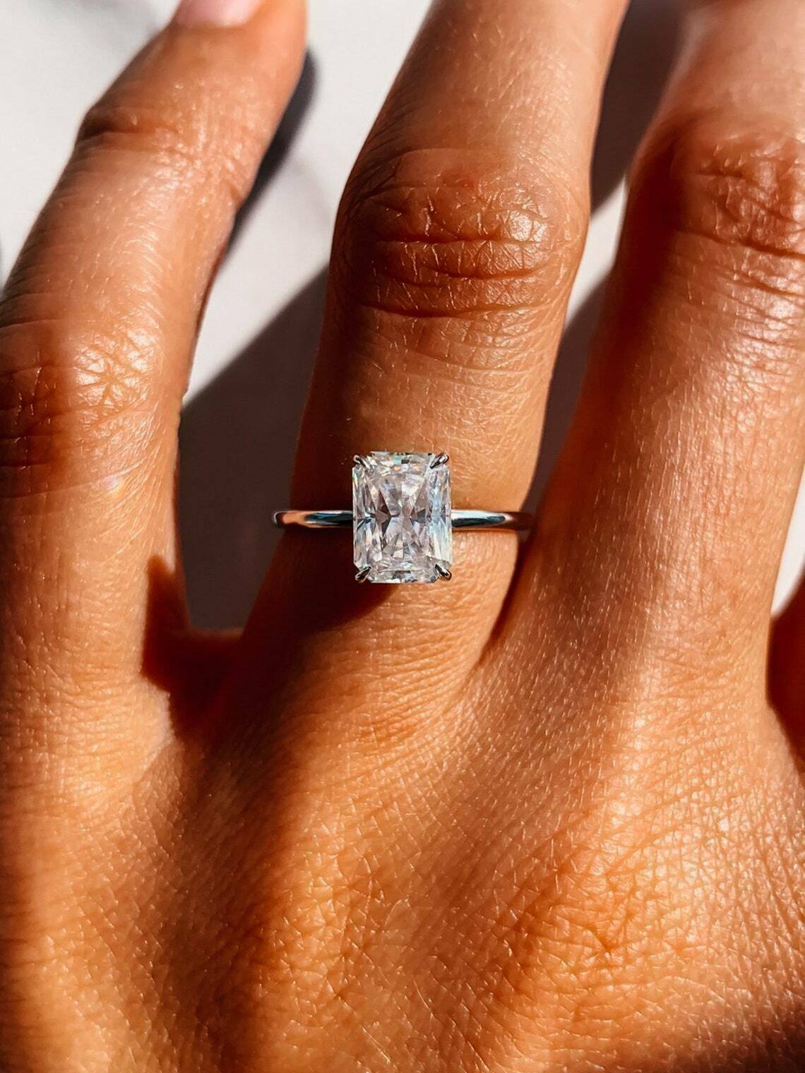 3.00 Ct Radiant Cut Simulated Diamond Engagement Ring Gift 925 Sterling Silver