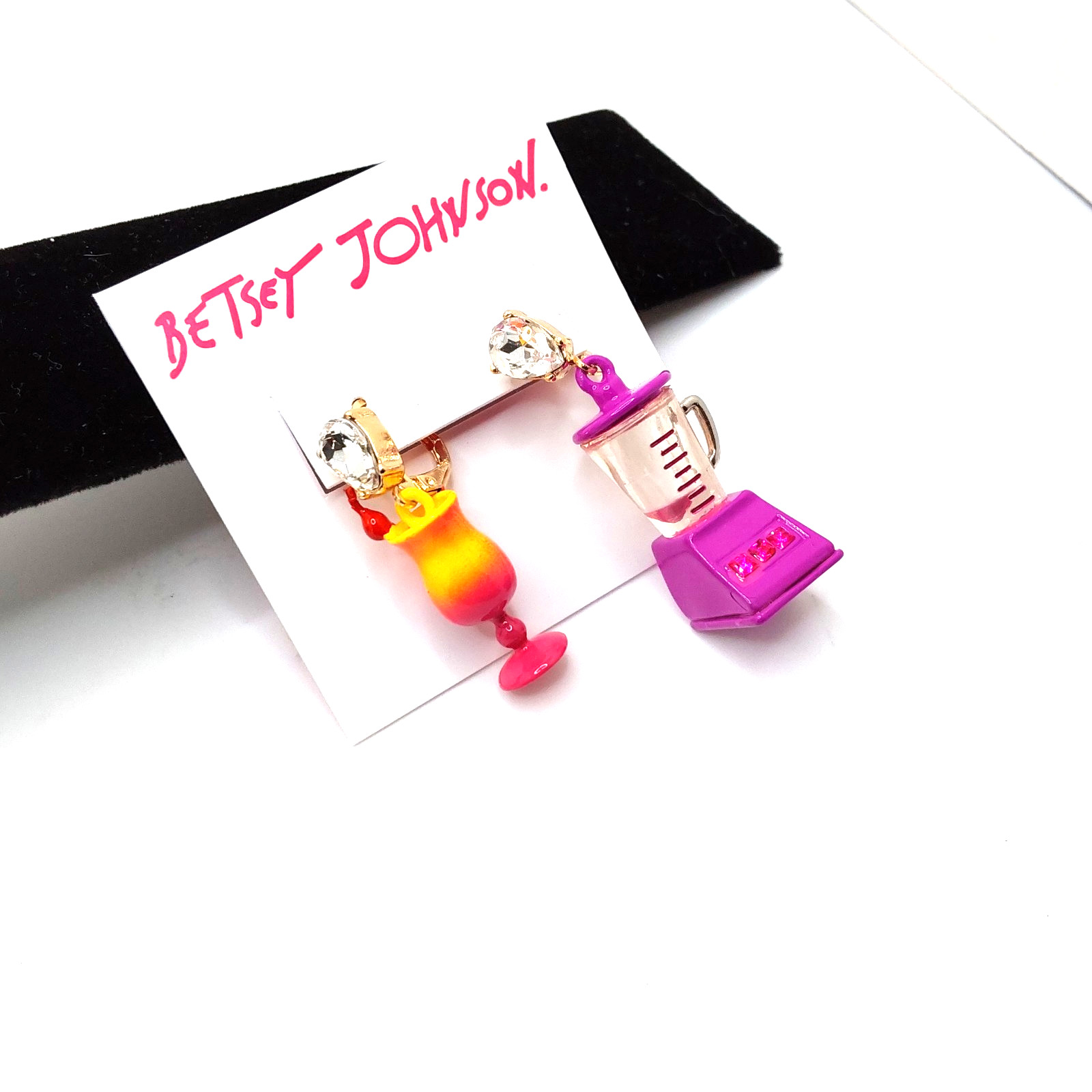 Betsey Johnson Quirky Playful Mismatch Drink & Blender Dangle/Drop Earrings