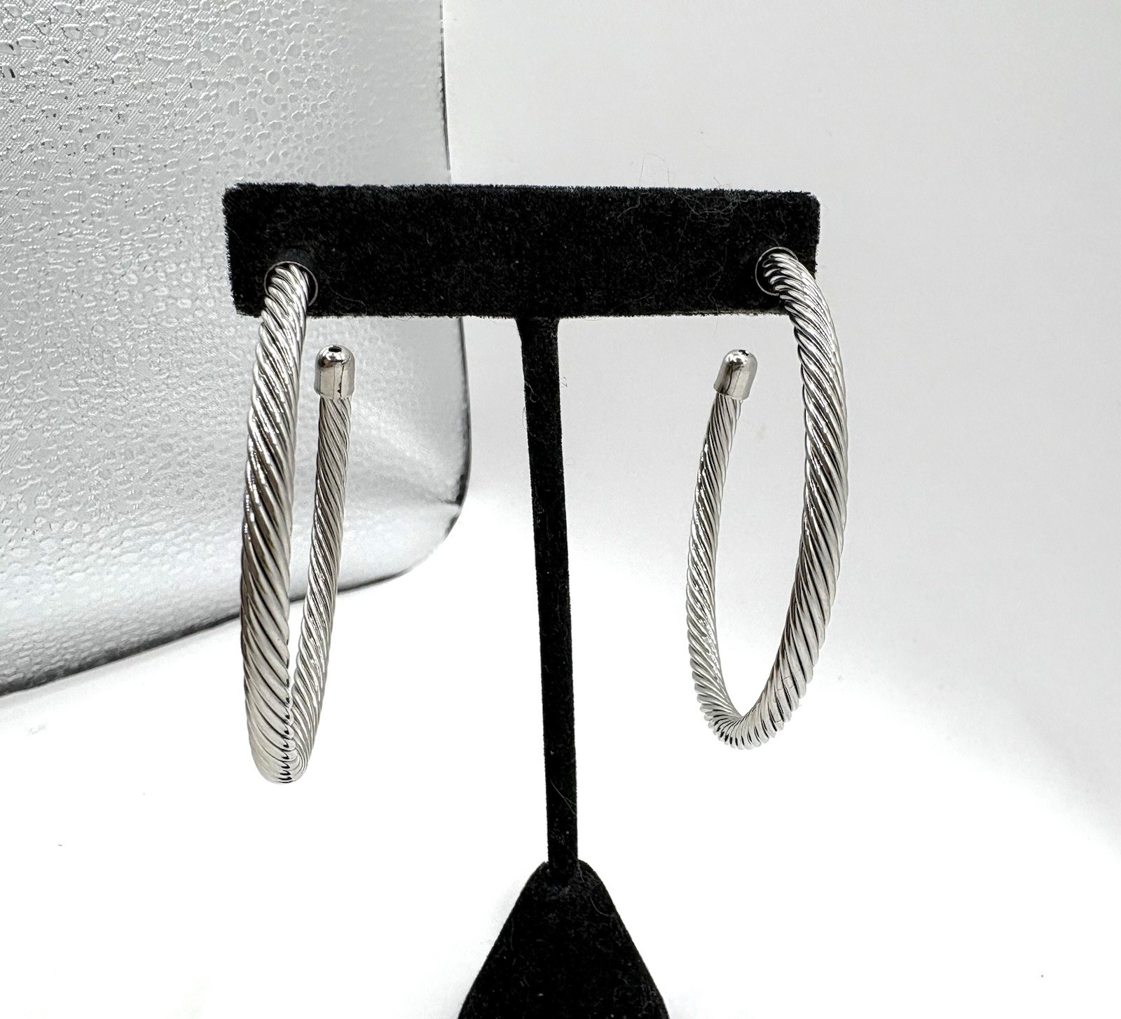 Hollow Twisted Wire Half Hoop Earrings 2.5”