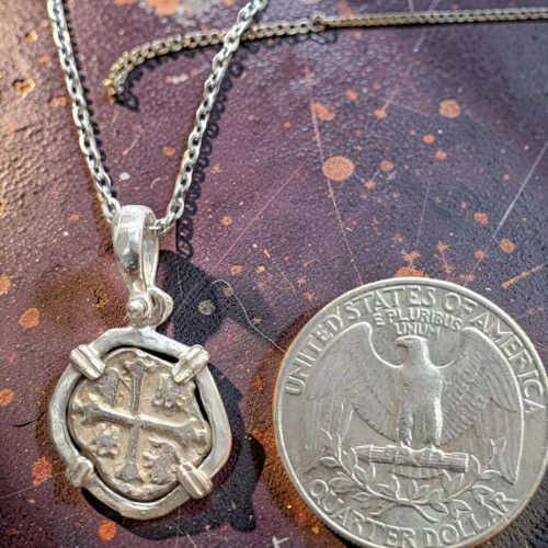 Atocha Silver Coin Pendant Sterling Silver w Chain Shipwreck With Certificate