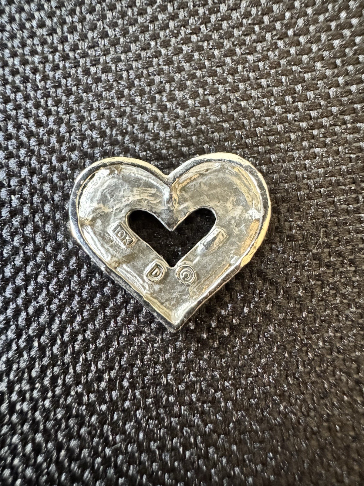 18”, 14K White Gold Box Necklace With 10k White Gold Heart Pendant 2 Grams Total