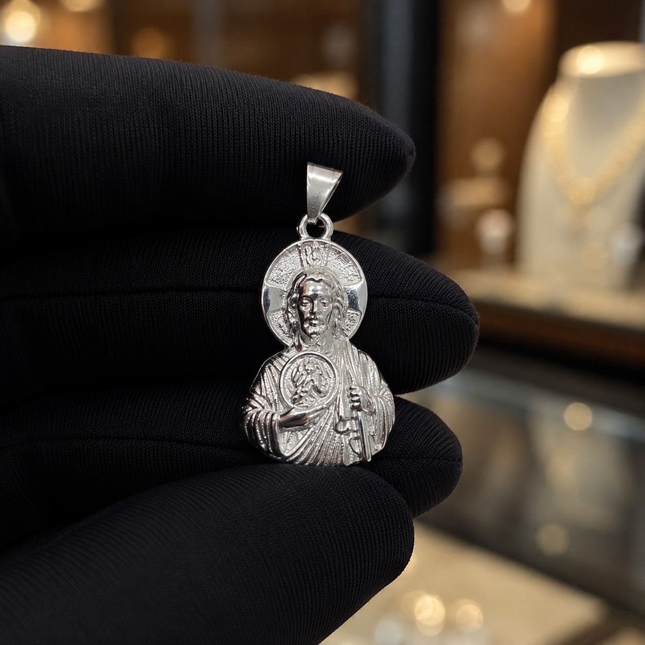 925 Sterling Silver Over S.teel Religious Saint Judas Medal Pendant Charm