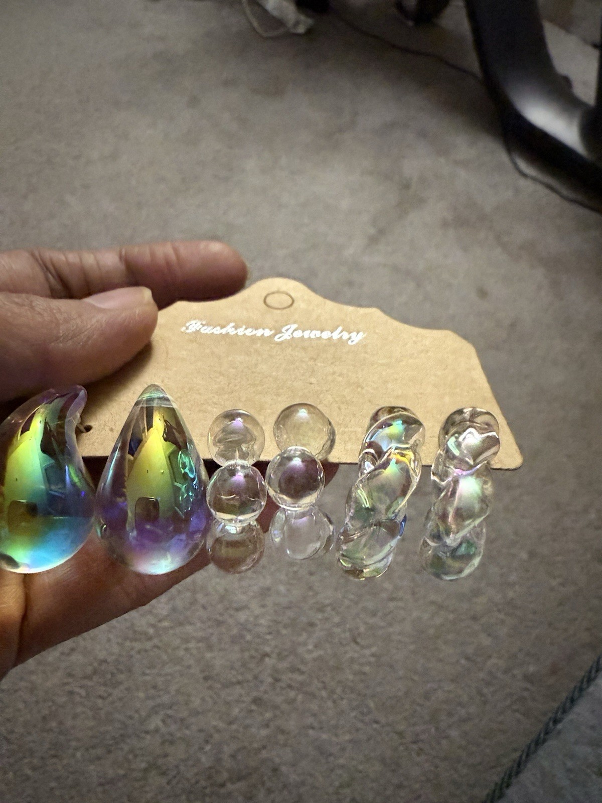 Iridescent Hoops Holographic Lucite Acrylic Transparent Retro Earrings Lot