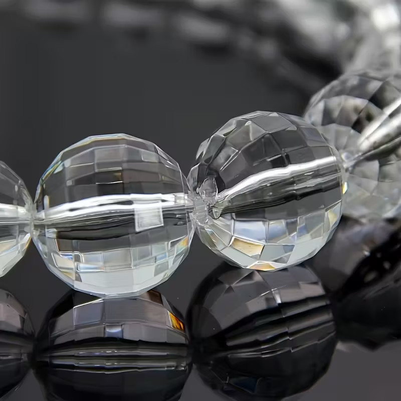 Chunky Clear Acrylic Statement Necklace 21″ – Huge 1 inch + Faux Crystal Beads