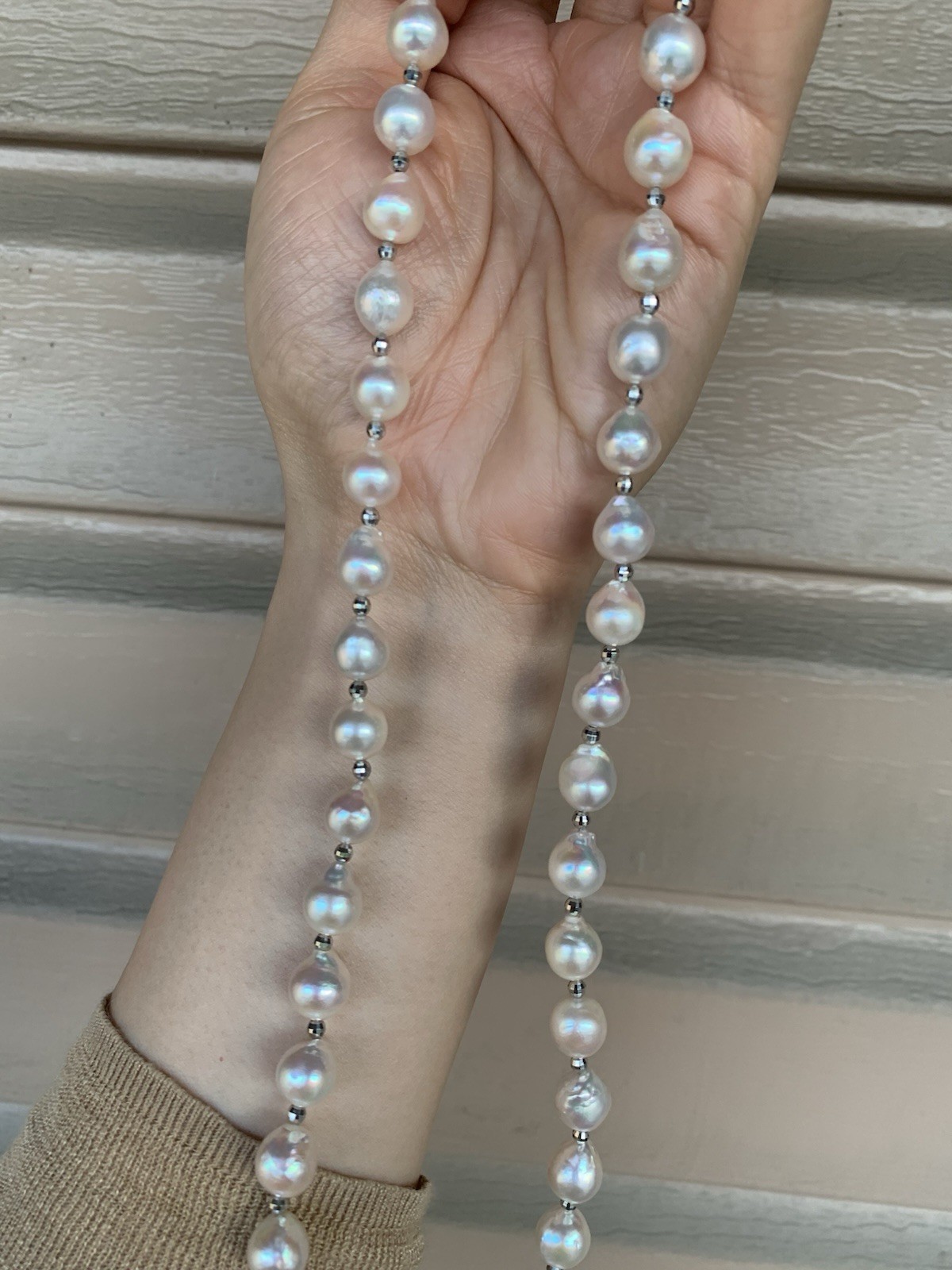 NEW 24” south sea saltwater Pearl beaded necklace 9mm baroque