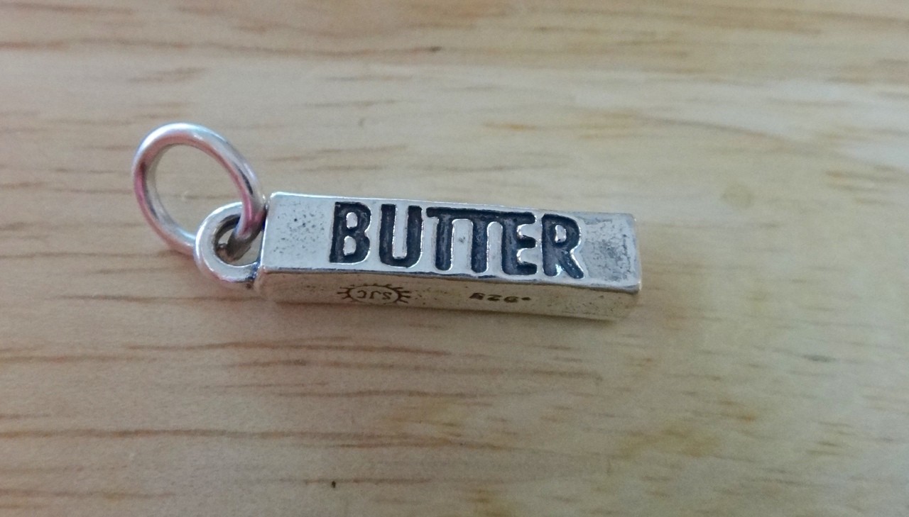 3D 3.5x18mm Grade A Butter Stick of Butter Baking Sterling Silver Charm