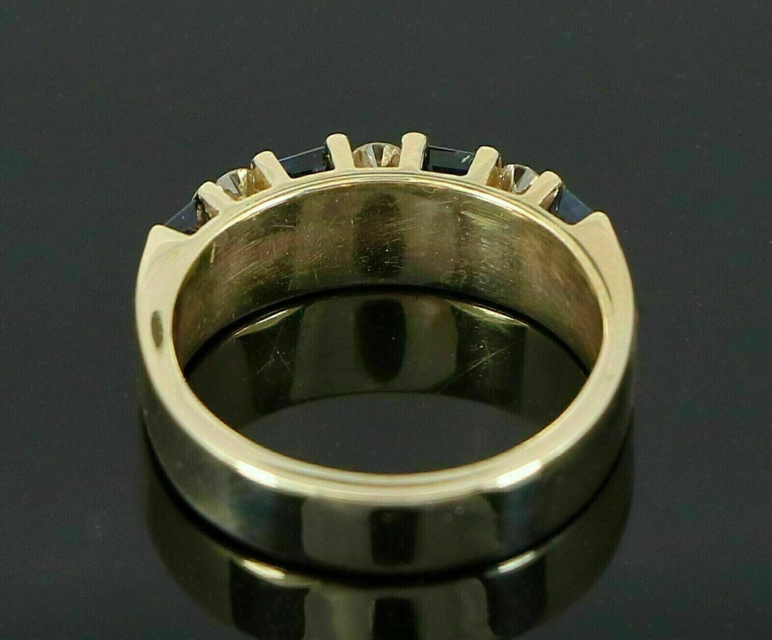 1.50Ct Lab-Created Blue Sapphire & Round Diamond Band Ring 14K Yellow Gold Over