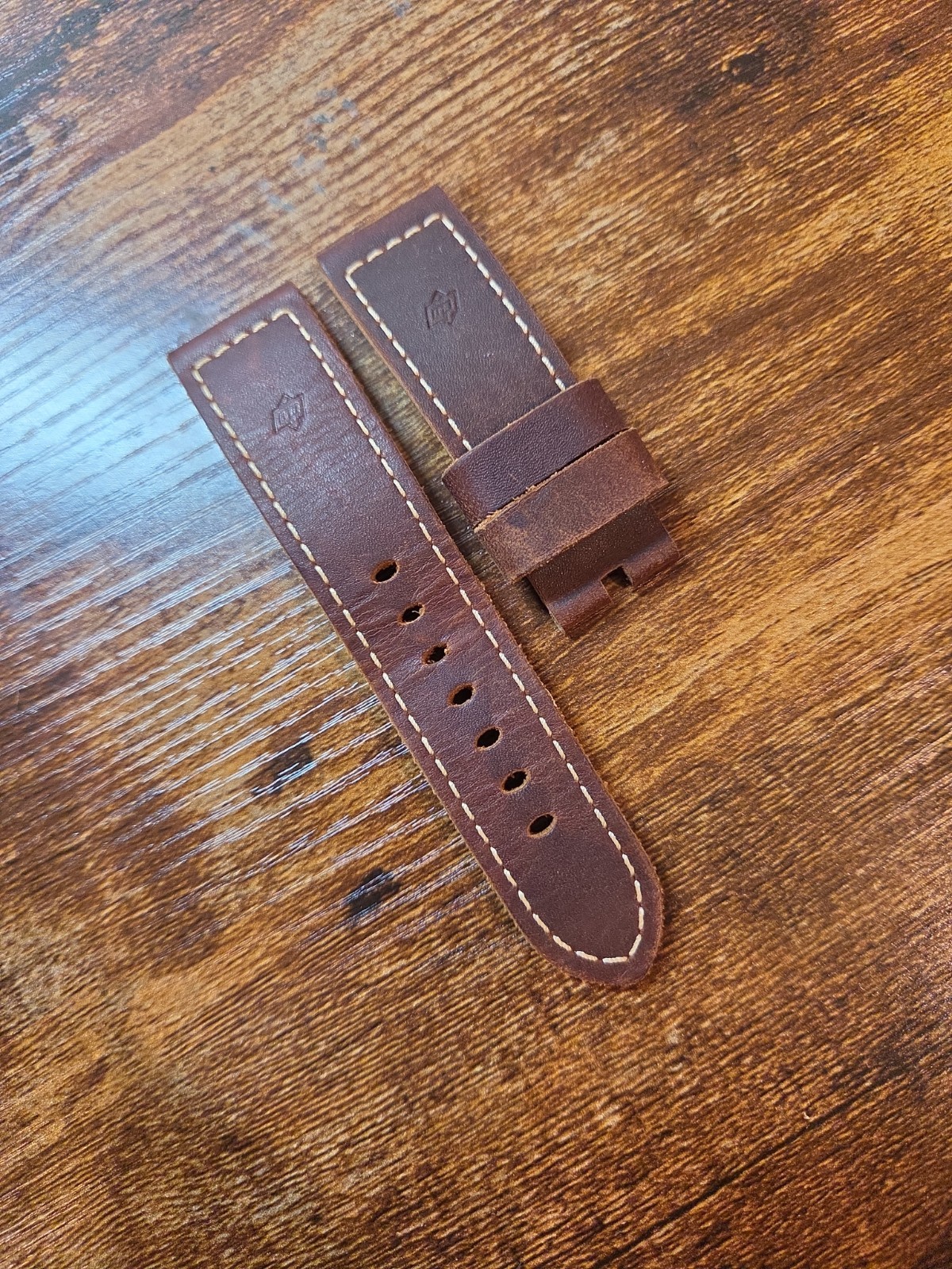 Panerai 24/22mm OEM Ponte Vecchio Brown Raw Cut Leather Strap for Tang Buckle