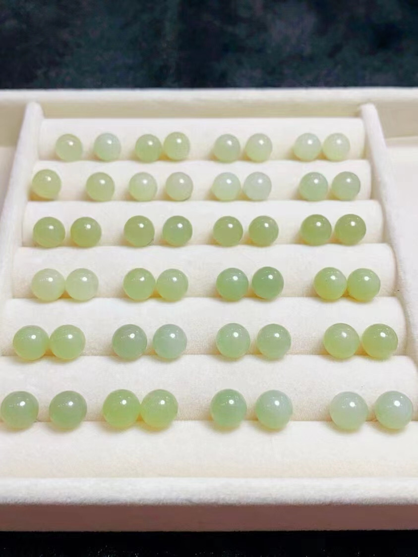 1 pair of earrings Silver inlay Hetian Jade Earring Certified Natural Jade