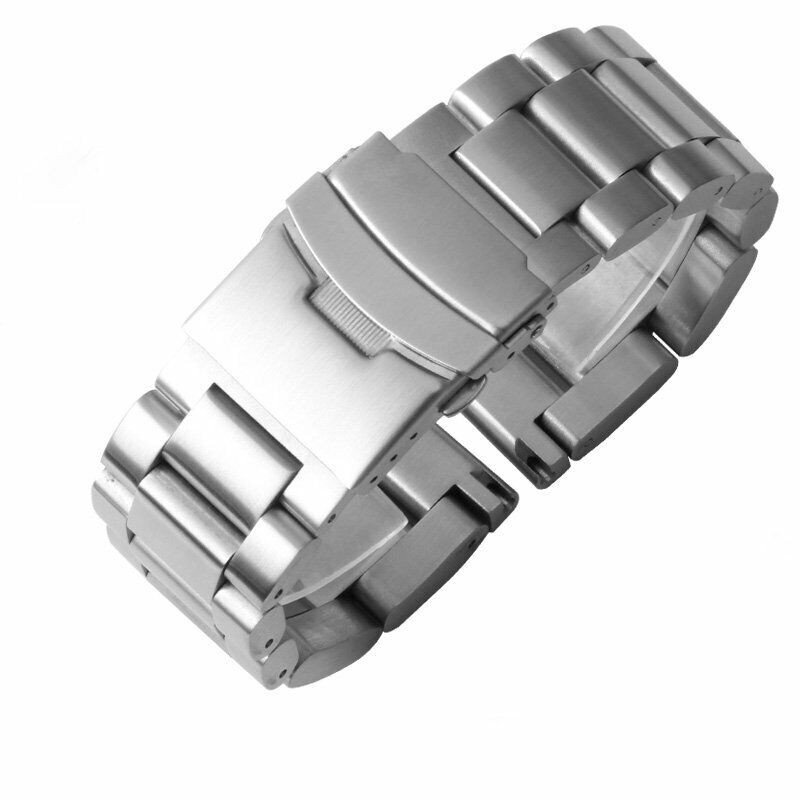5.5mm Thick Solid Heavy Mens Stainless Steel Watch Strap Band 22 24mm US STOCK