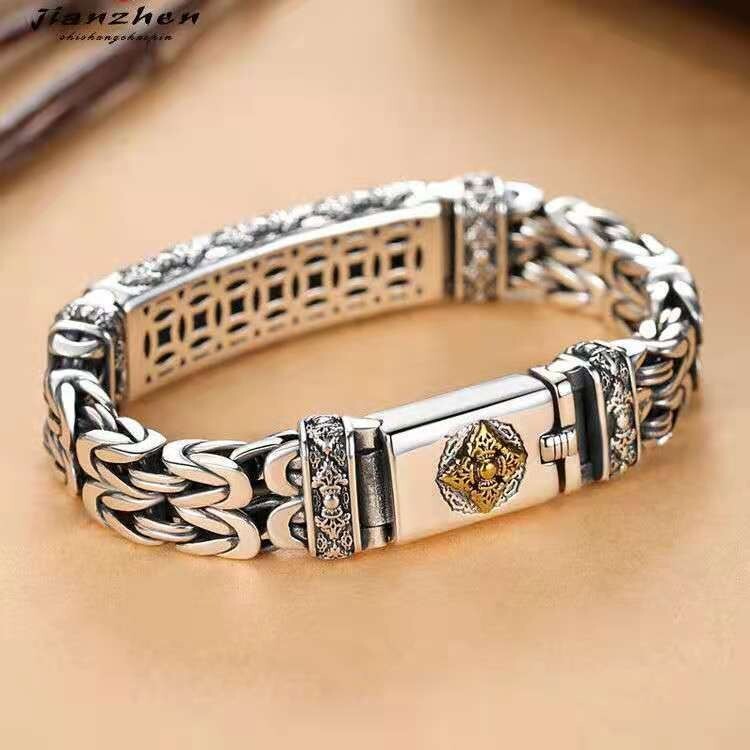 18cm Silver Plated Bangle Bracelet Chain Popular Vintage Jewelry Men’s Gift HOT