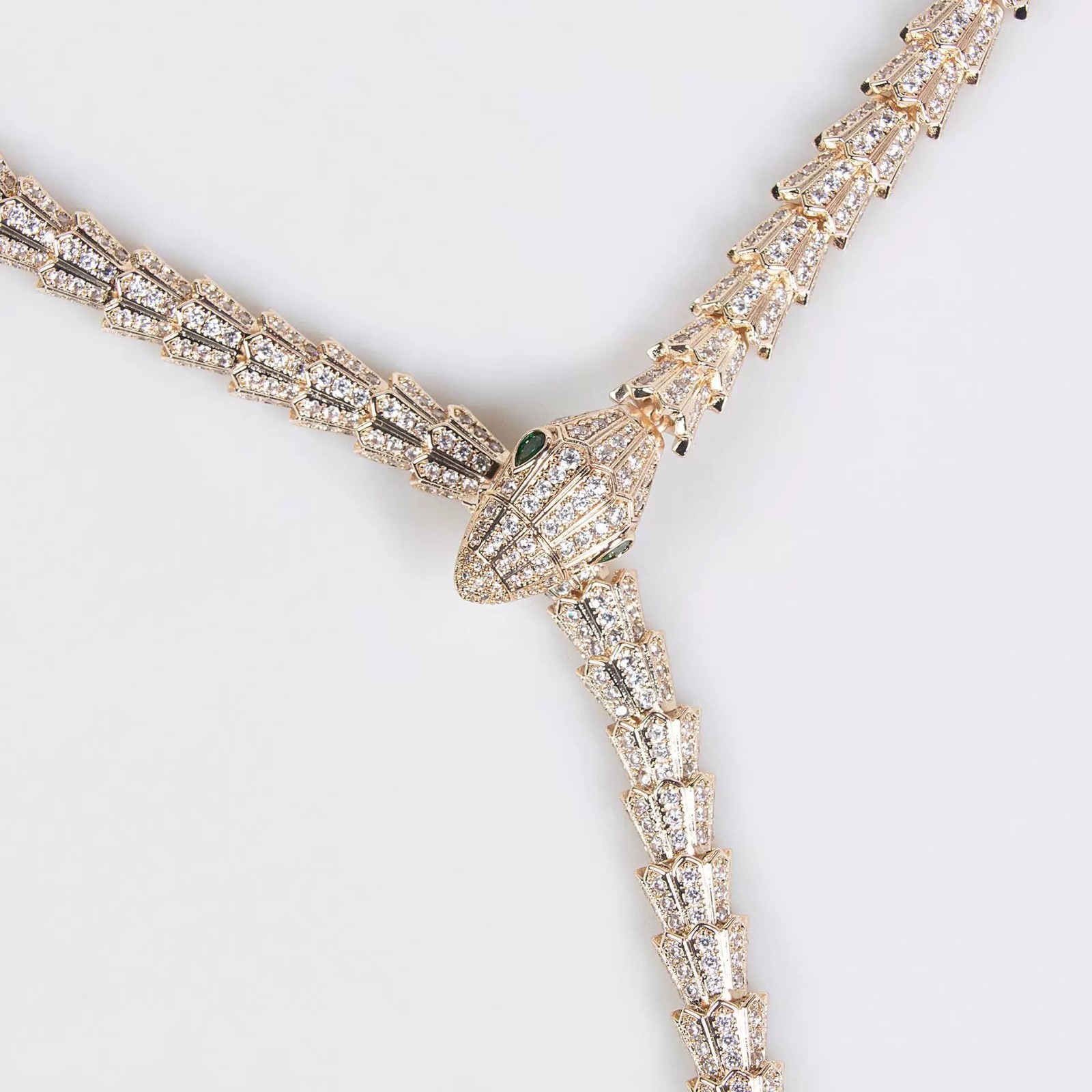 Gold Layered Statement Necklace Earrings Set Snake Style Fashion Jewelry