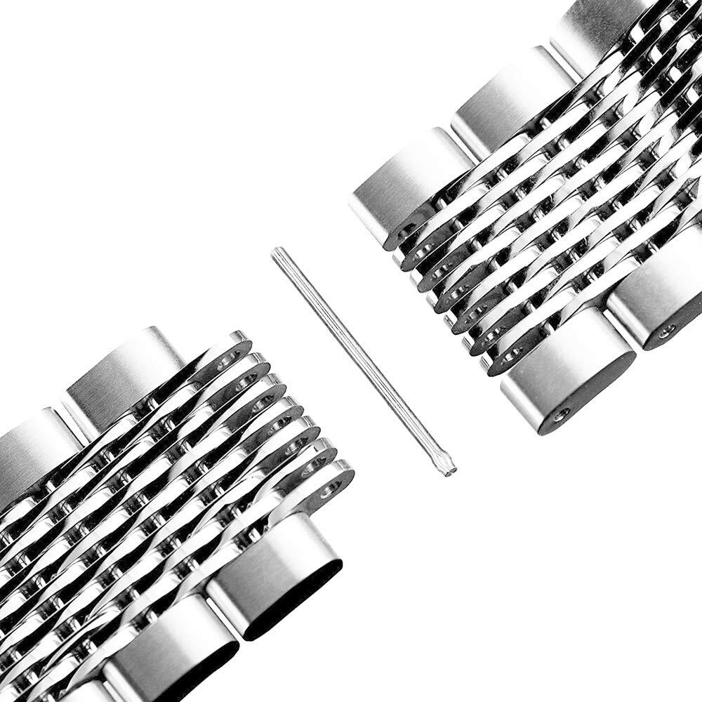 New 18~24mm Brushed Middle Polished Metal Solid Stainless Steel Mesh Watch Bands