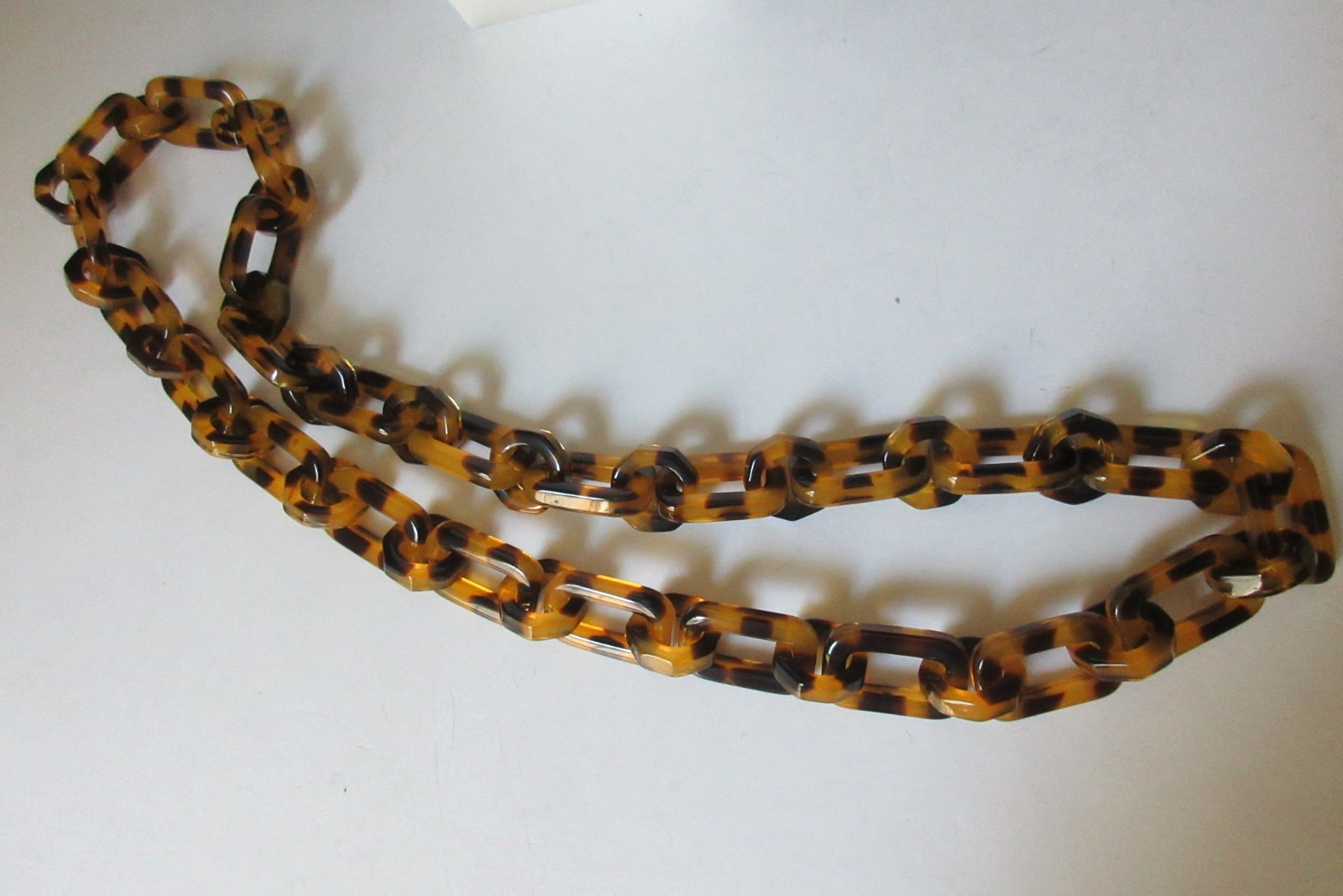 Large Amber Tortoise Shell Acrylic / Resin Linked Necklace – STATEMENT