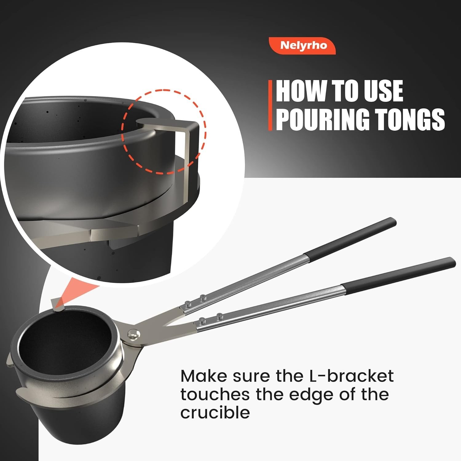 Nelyrho Metal Melting Crucible Tongs Set6kg Graphite Pouring Lifting Casting Kit