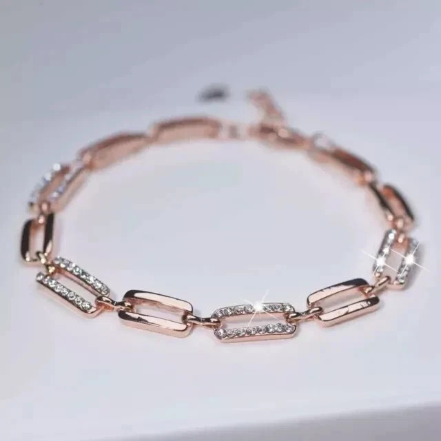 3Ct Round Cut 14K Rose Gold Plated Lab Created Diamond Women’s Tennis Bracelet
