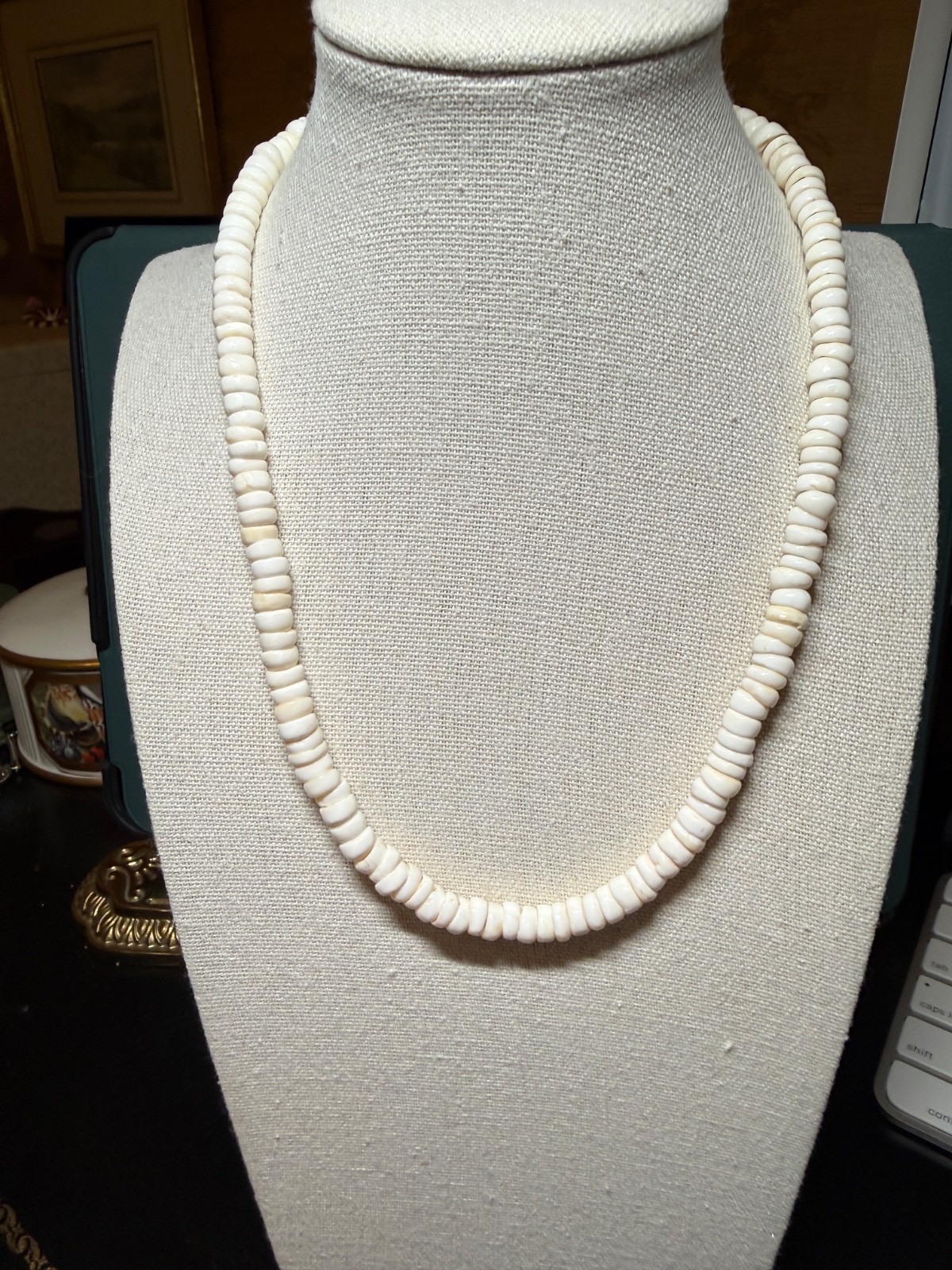 Vintage Puka Shell Necklace White Surfer Beach Boho 17 in