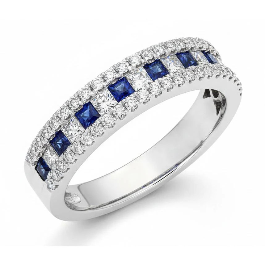 Natural Real ( Not Lab Grown ) Comfort Fit Eternity Band 3 Ct Accented Blue