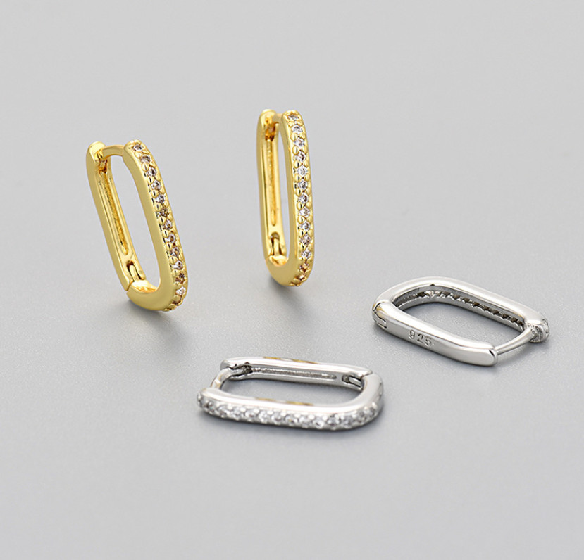 Women Girl 925 Sterling Silver Plated U-Shape Huggie Hoop Earrings A9