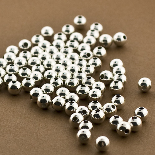 50pc, 5mm Sterling Silver Beads, Seamless, Medium Size Bead, Regular Hole,Polish
