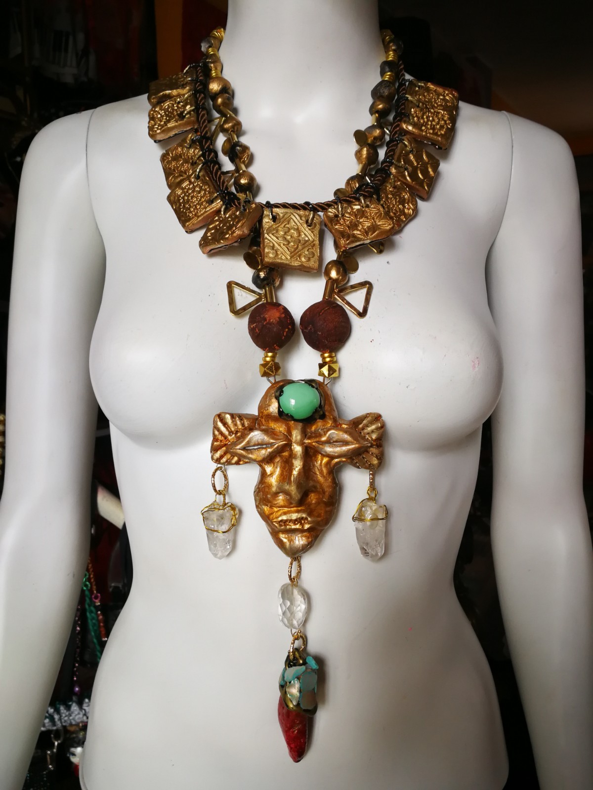 Statement Fine Jewelry Ethnic Glamour Gemstone Jewel Sculpture Tribal Mask Stone
