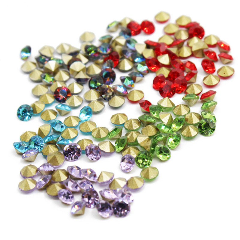 1440 pcs Mixed Color Round Pointed Back Crystal Glass Rhinestone Pick Size DIY