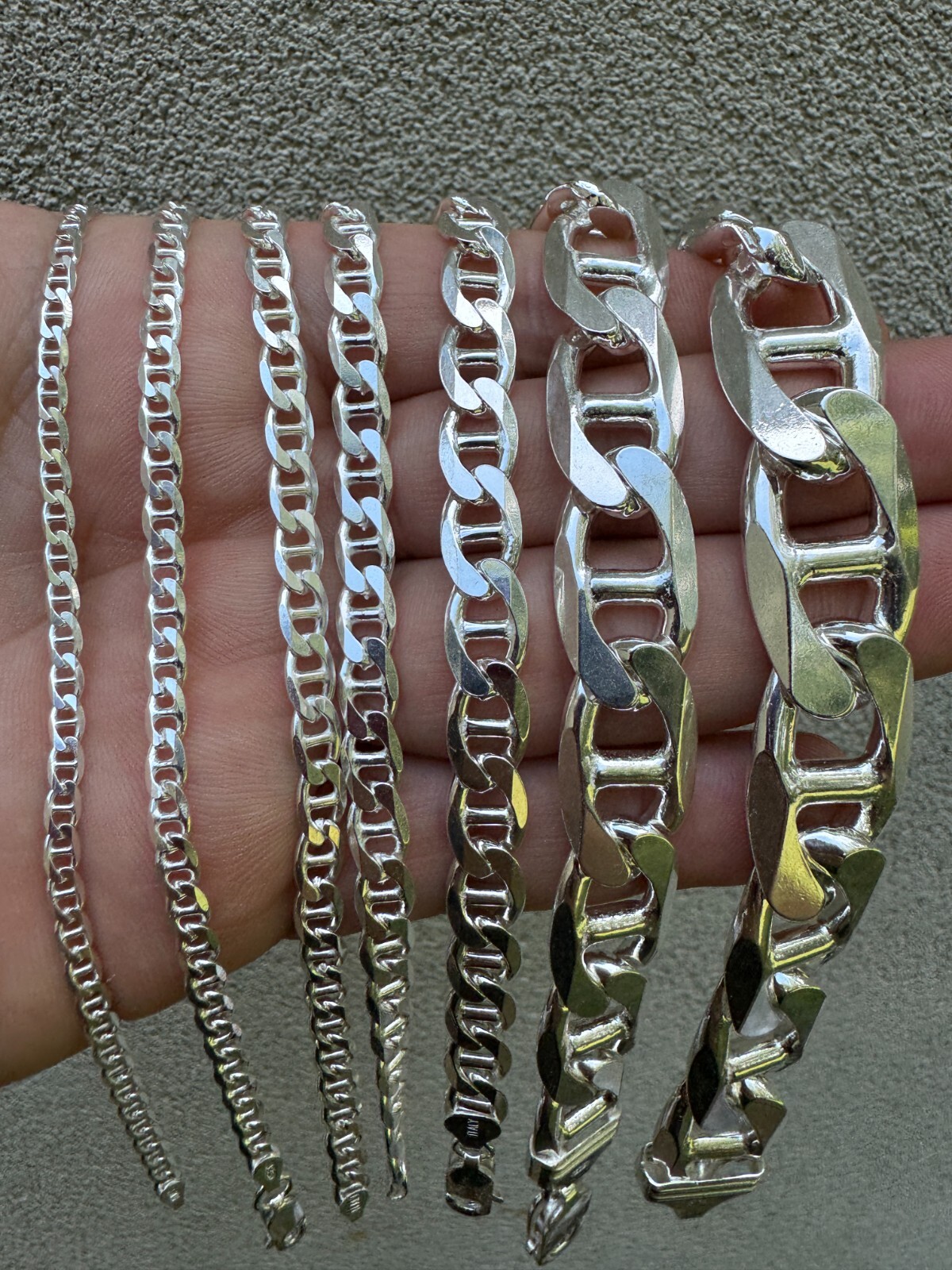 Real Solid 925 Sterling Silver Mariner Link Bracelet ITALY 2.5-16mm ITALY MADE