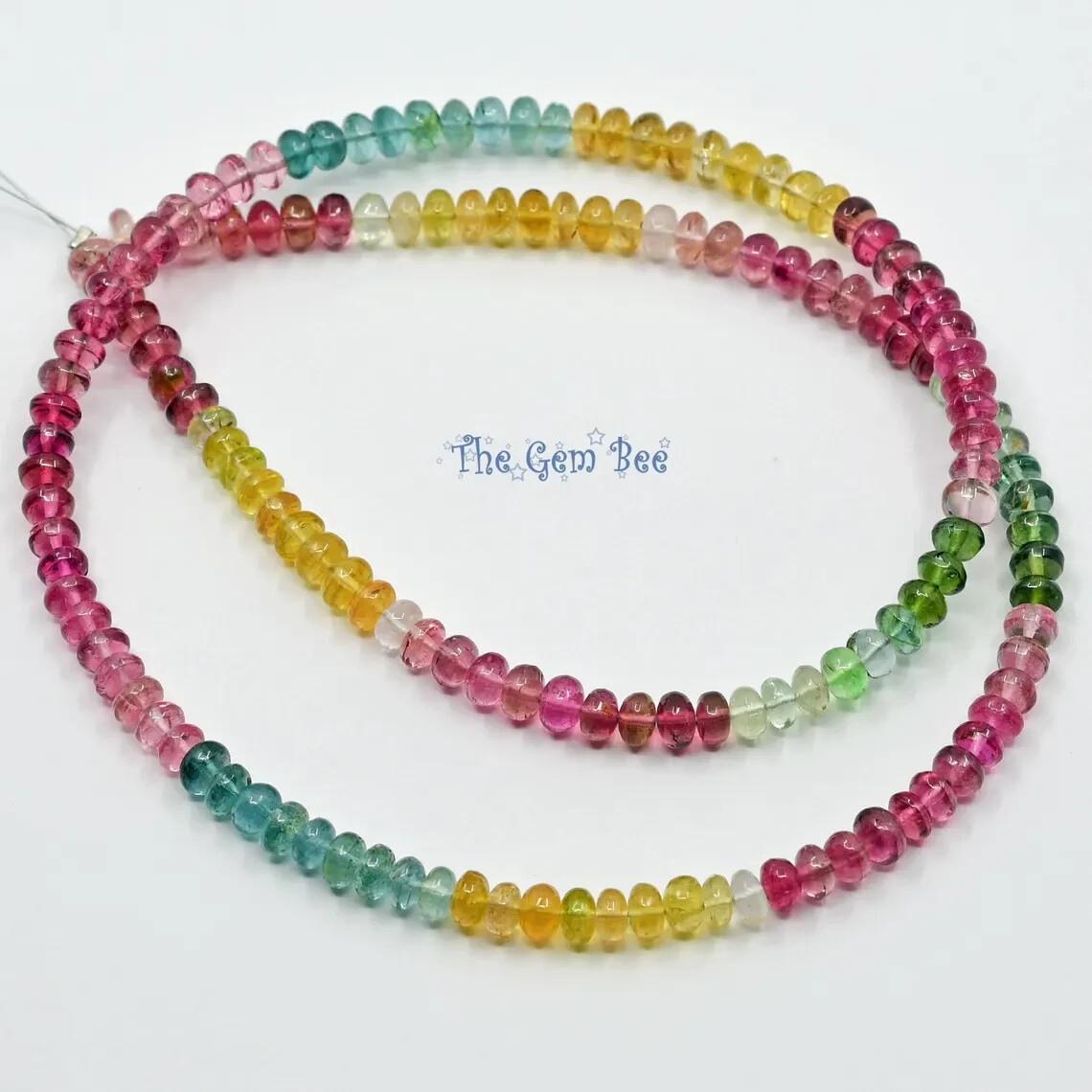 4.2mm Pink Blue Green Yellow Candy Tourmaline Smooth Rondelle Bead 16″ strand