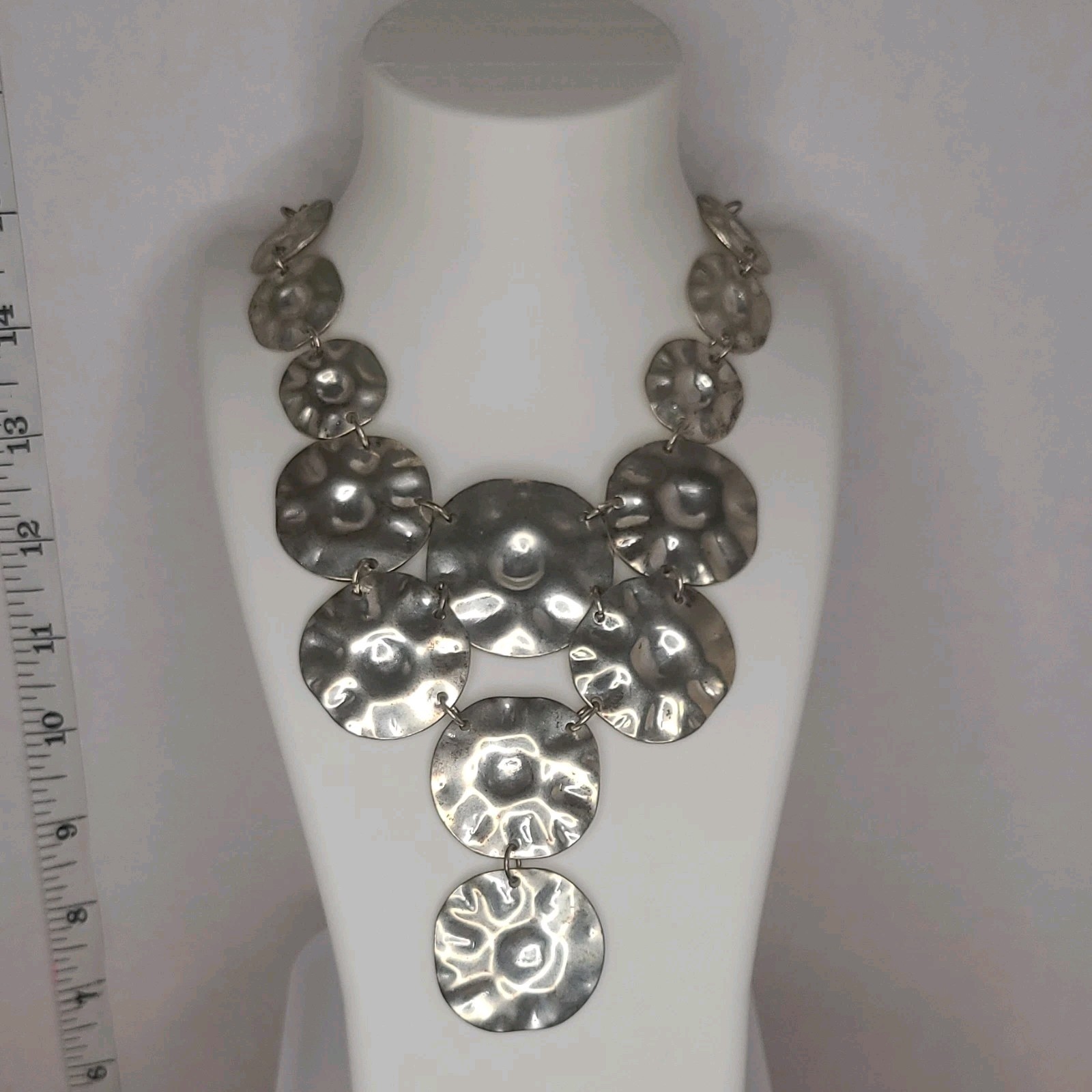 Stella & Dot Calypso Coin Silver Tone Hammered Round Disc