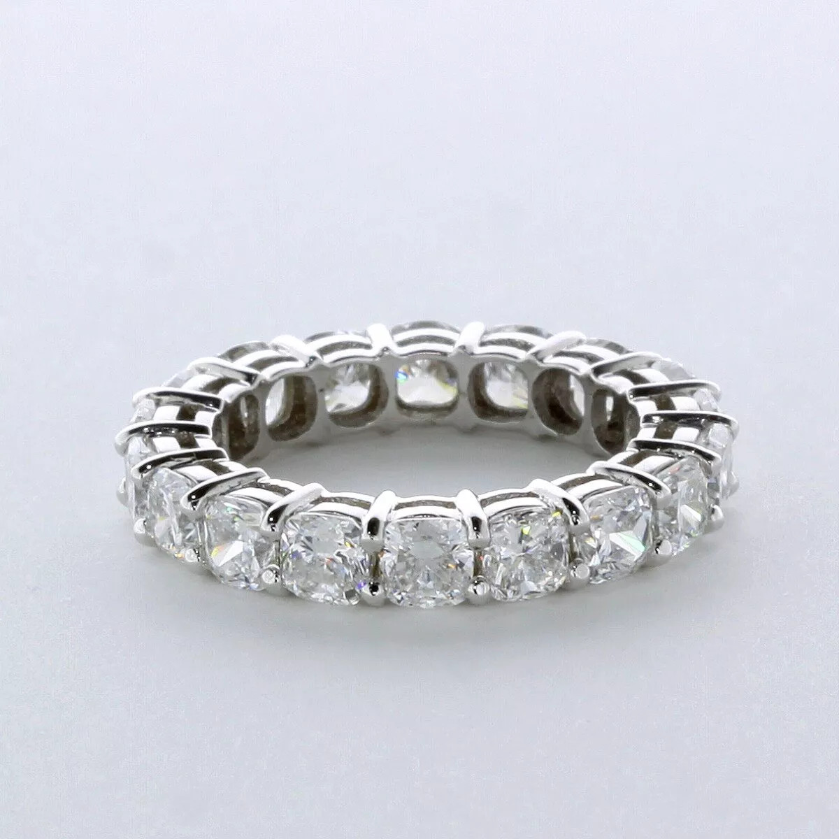 14K Gold Eternity Wedding Ring Classic 5.10 CT Cushion Lab-Grown Diamond E VVS2