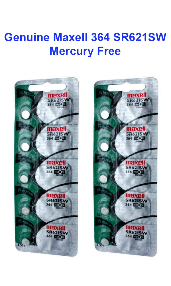 10 x Maxell 364 SR621SW SR 621 Silver Oxide Watch Batteries