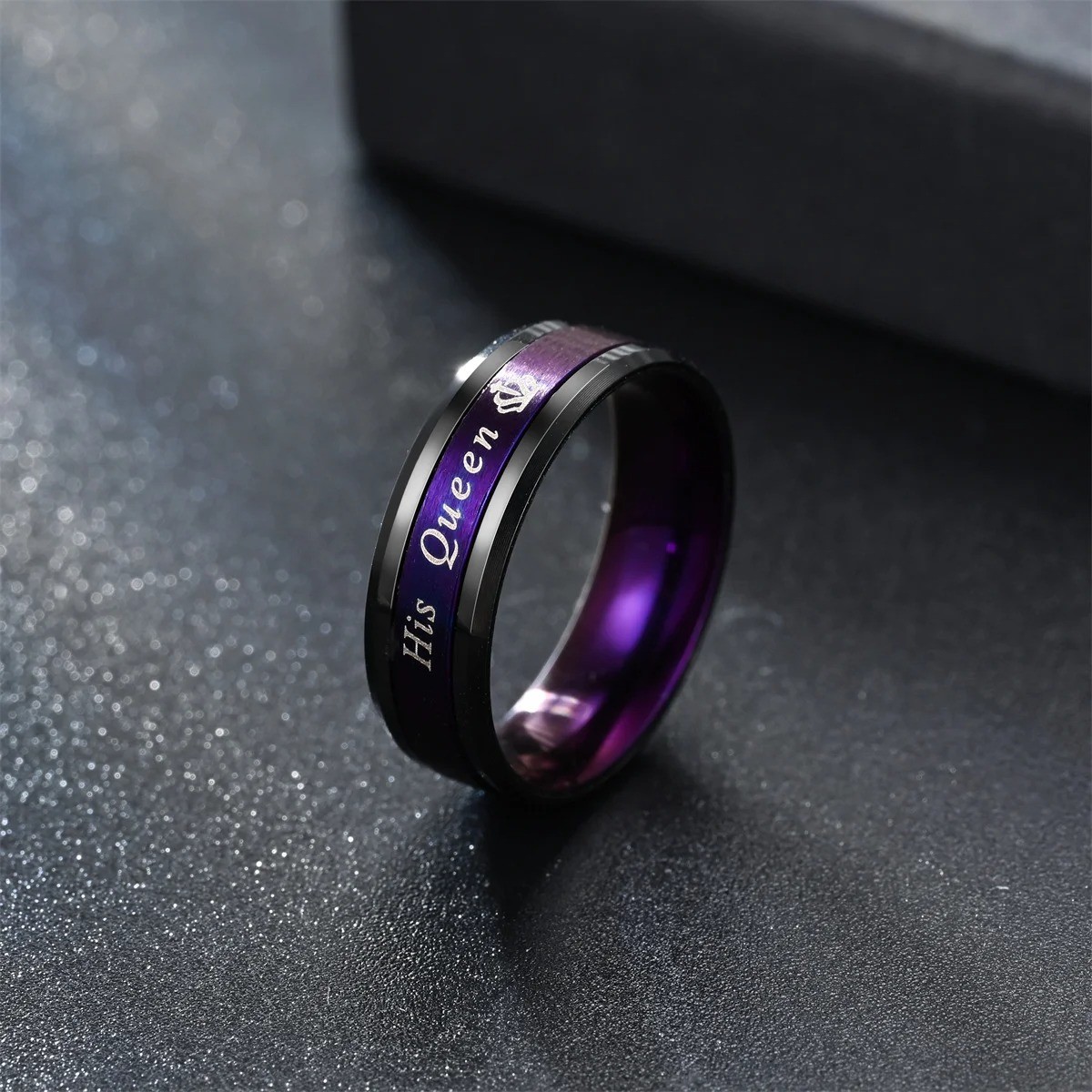 2PCS Her King His Queen Couple Rings Stainless Steel Wedding Promise Band #5-13