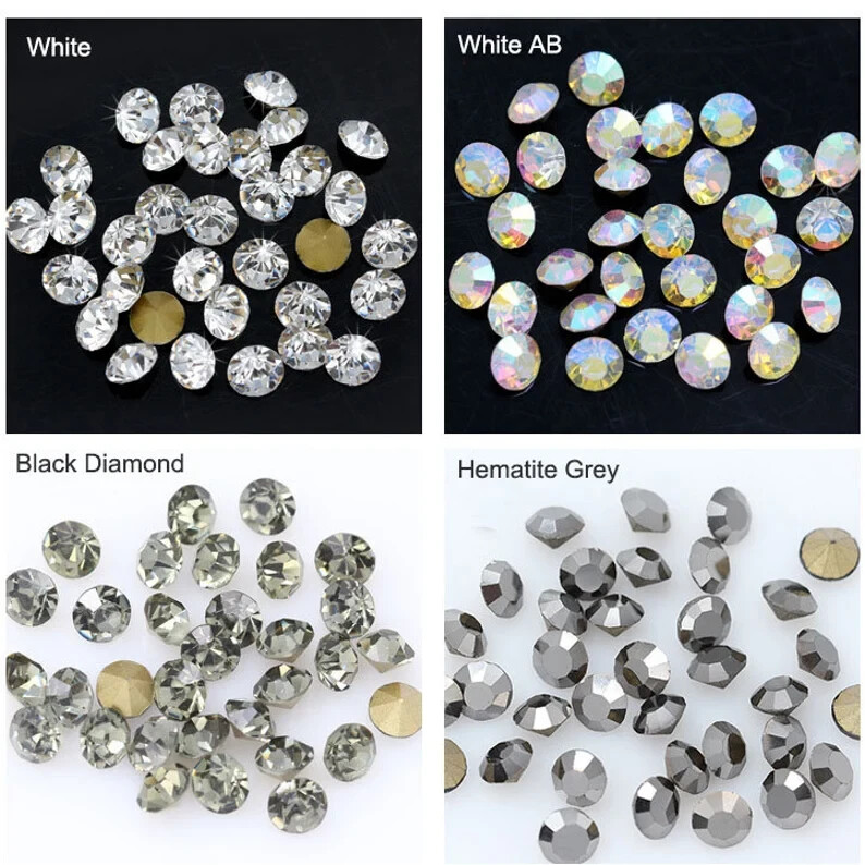 144pcs Pointed Back Rhinestones Tiny Loose Rhinestone Sparkling Crystal Beads
