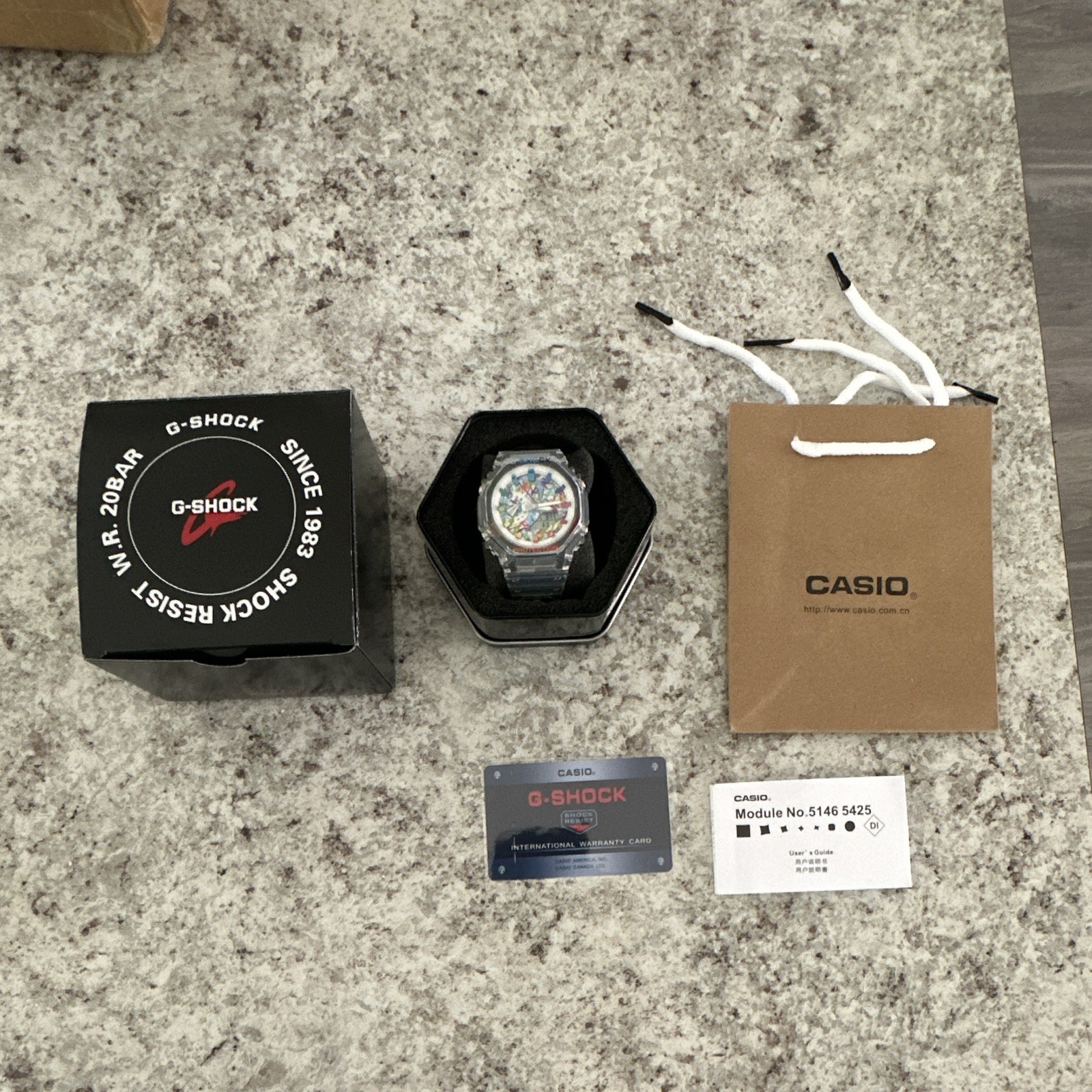 G-SHOCK GA2100 Clear Rubber Strap With Multicolor Accents Brand New W/ Box
