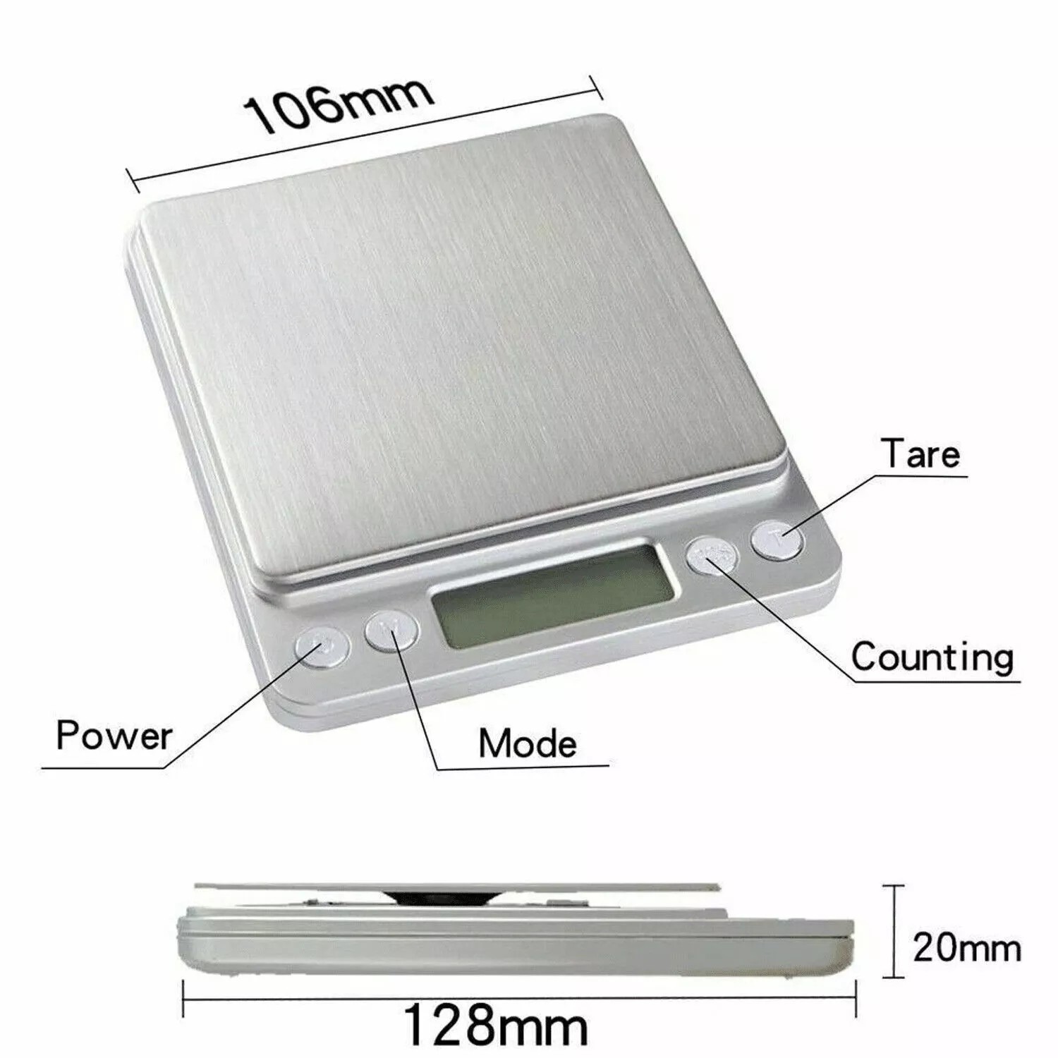 Weigh Gram Scale Digital Pocket Scale 2000g by 0.1g Food Scale Jewelry Kitchen