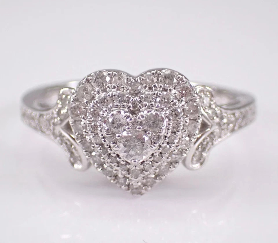 1.50Ctw VVS1 Moissanite Cluster Promise Engagement Ring 14K White Gold Plated