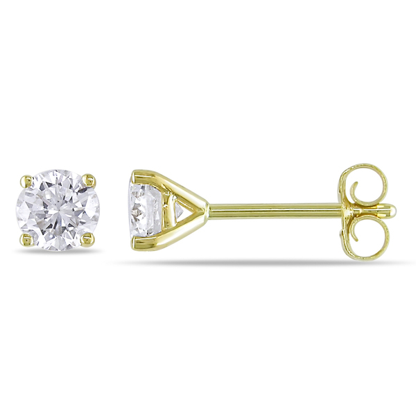 2 mm Round Diamond Tiny Stud Earrings in 10k Yellow gold ~ Gift box incl.