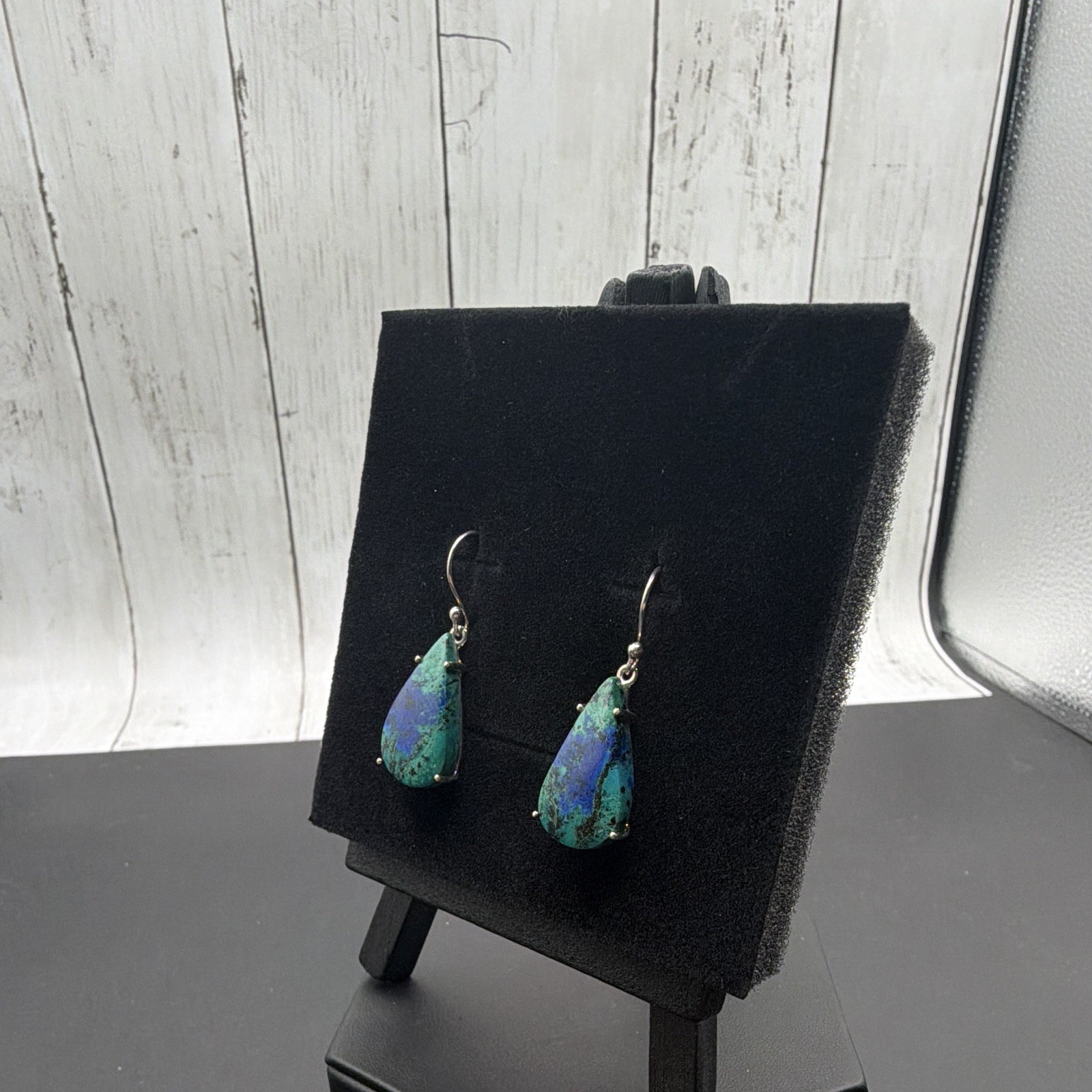 925 SS RH Azurite Dangle Earrings