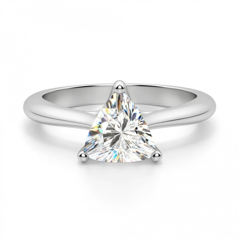 1CT Trillion Cut Lab Created Diamond 14k White Gold FN Women’s Engagement Ring