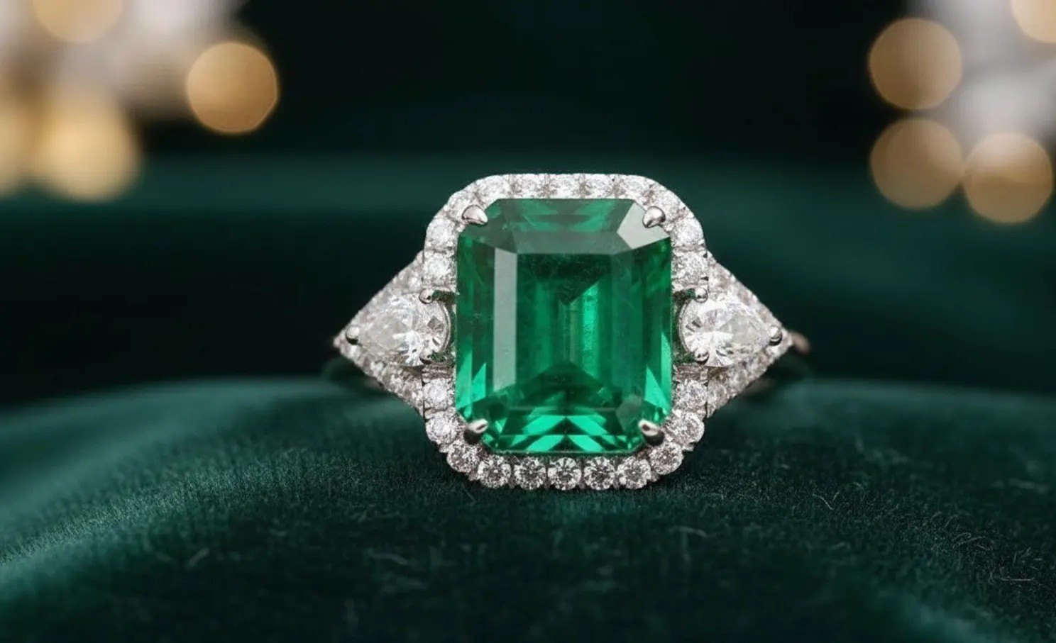 IGL Certified 6.80 Ct Natural Emerald & Diamond Wedding Gift Ring 14K White Gold