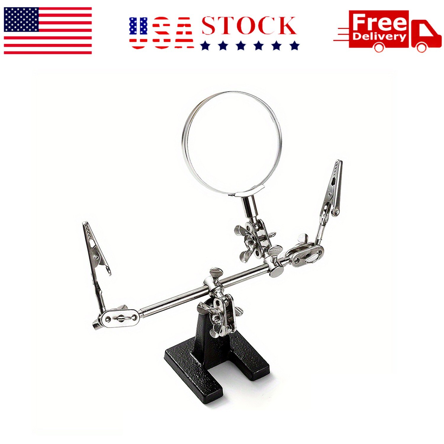 Helping Third Hand Magnifier Soldering Stand Clamp Holder Alligator Clip Tool