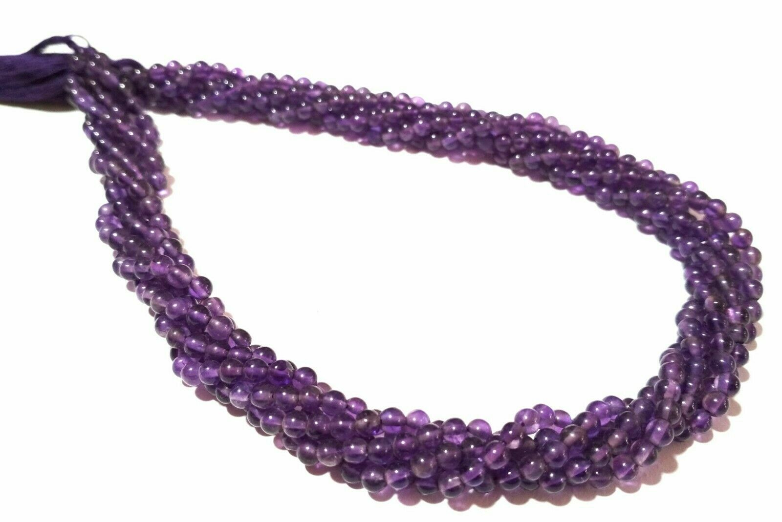 10 Strand Natural Amethyst Round Ball Smooth 4-4.5mm Loose Beads 12″inch