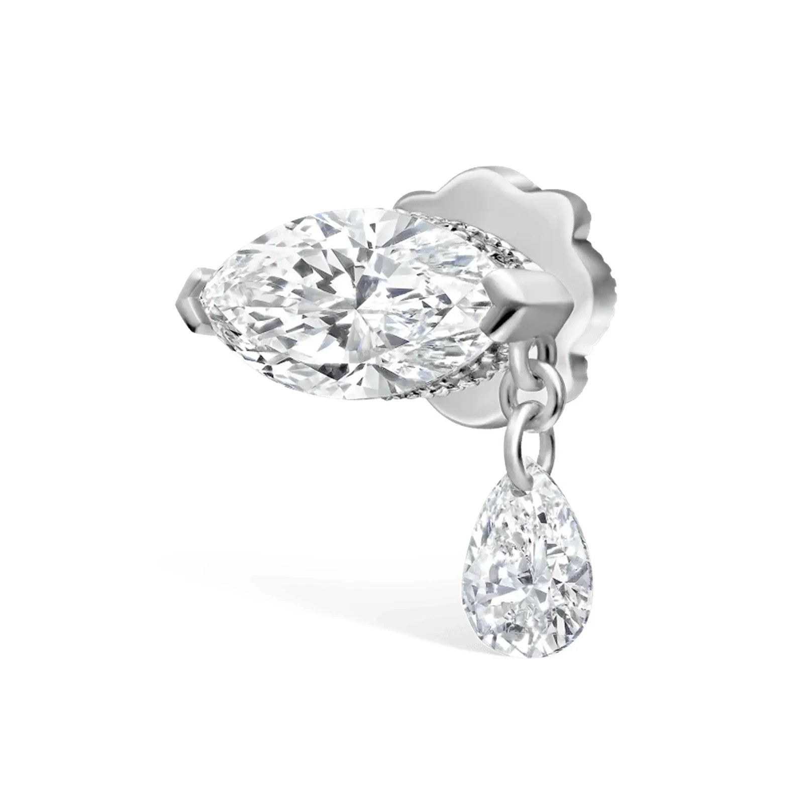 925 Sterling Silver Marquise Pear Moissanite Drop Stud Earrings