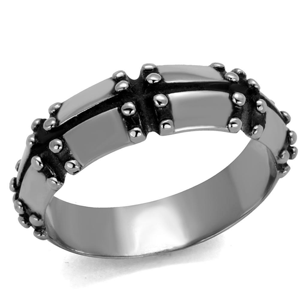TK2342 – High polished (no plating) Stainless Steel Ring with Epoxy in Jet
