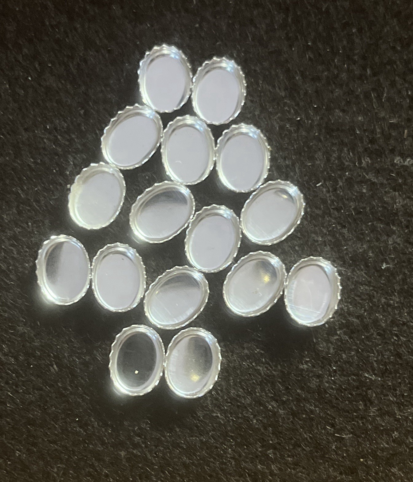 One 8x6mm Oval Serrated Sterling Silver Bezel Cup Setting 32gauge 6x8mm