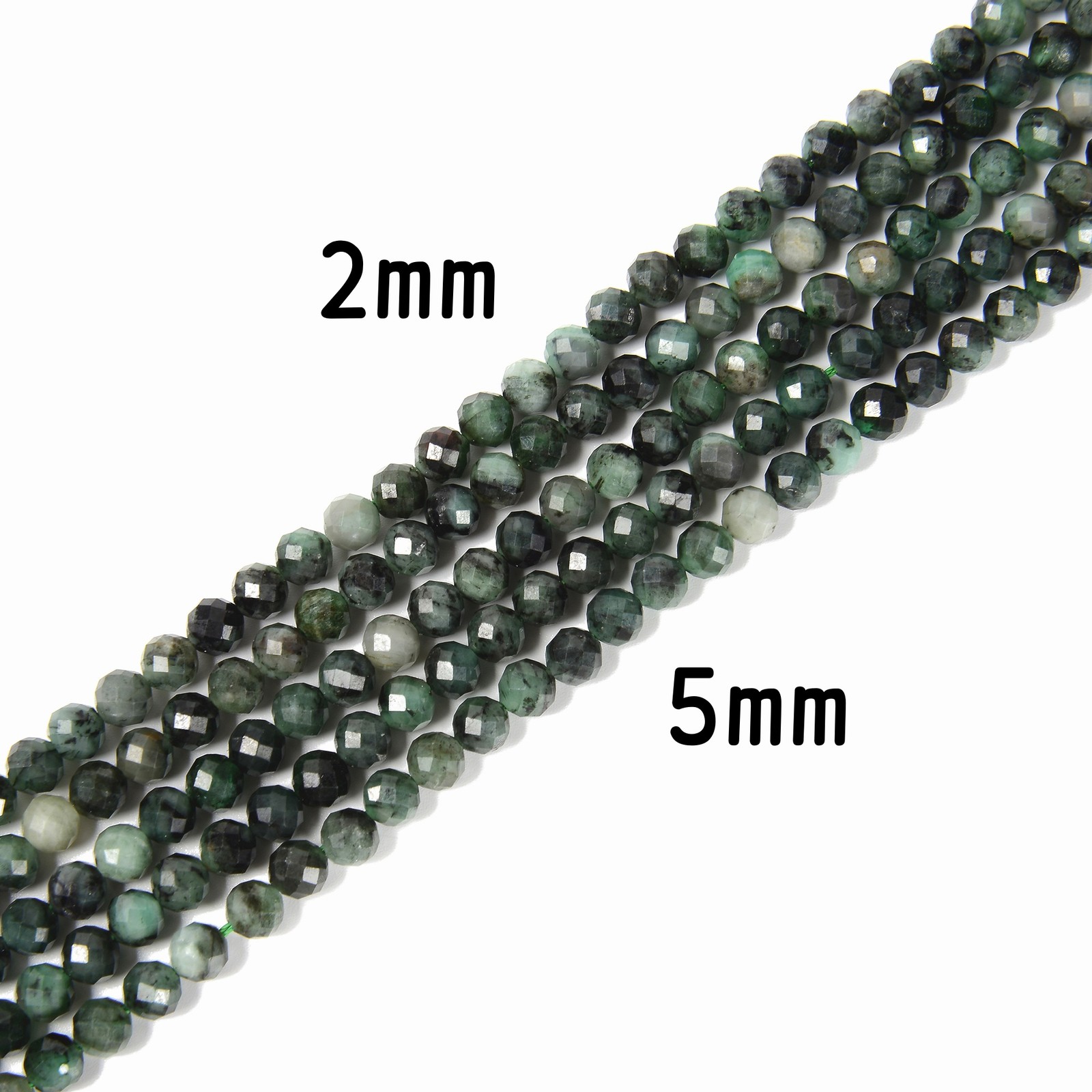 Natural Emerald Faceted Round Beads Size 2mm 3mm 4mm 6mm 15.5″ strand