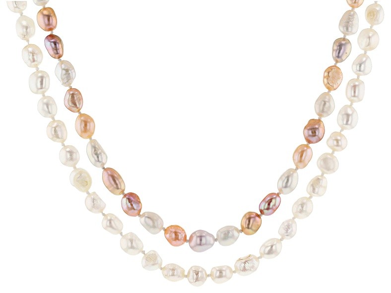Cultured Freshwater Pearl Endless Strand Necklace Set 2 White & Multicolor JTV