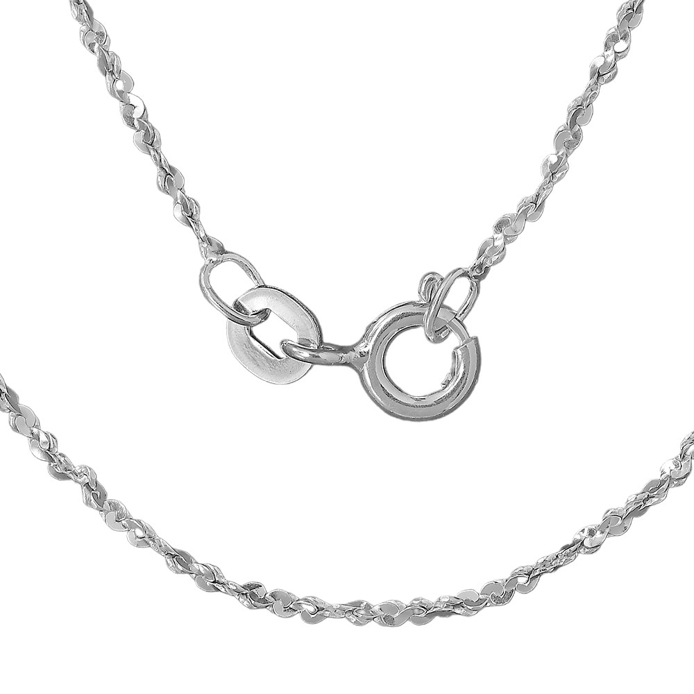 18″ Sterling Silver Singapore Chain Necklace – Twisted, Shiny & Elegant DGC1037