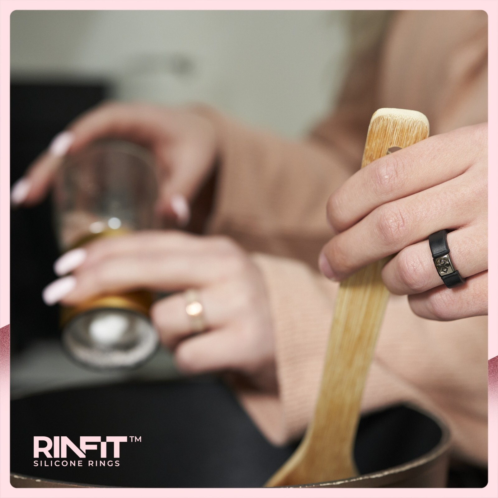 Rinfit Infinity&Metal Silicone Rings for Men. Soft & Comfortable Wedding Band